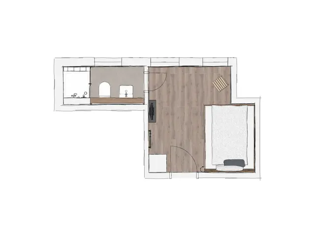 Double room with bed in niche ground floor — room at Biohotel WildLand, Wietze — photo 3 of 3