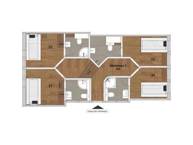 SPECIAL DEAL - Eigene Etage mit 4 Einzelzimmern — Biohotel WildLand, Wietze (2/7)