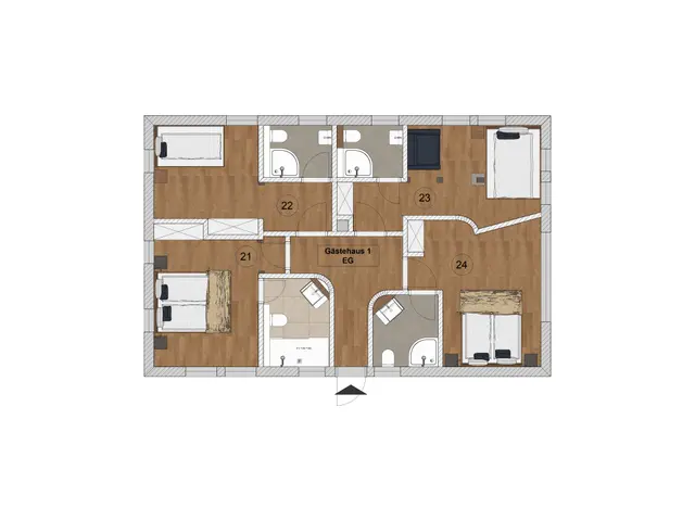 Thick Oak | Own Entrance, 4 Rooms — Biohotel WildLand, Wietze (2/8)
