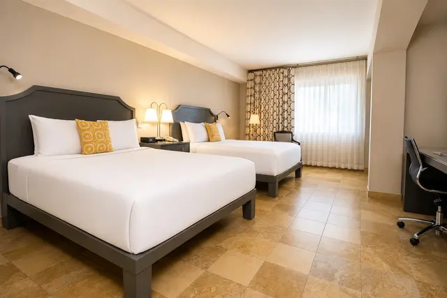 Luminary Double Queen | ADA Room and walk-in shower — room at Hollywood Hotel, Los Angeles — photo 2 of 9