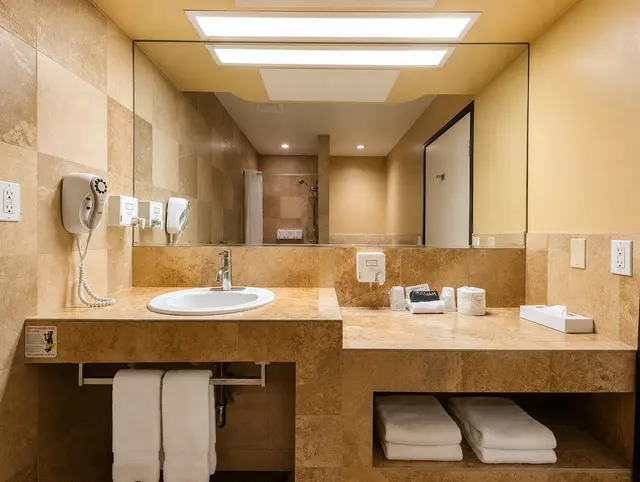Luminary Double Queen | ADA Room and walk-in shower — room at Hollywood Hotel, Los Angeles — photo 4 of 9