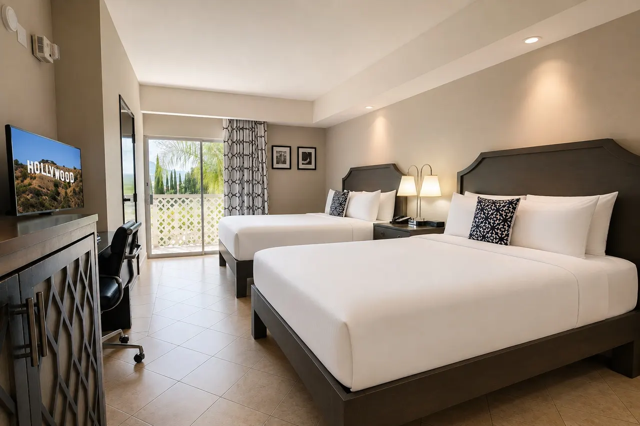 Starlet Double Queen | Facing east parking – Hollywood Hotel Los Angeles