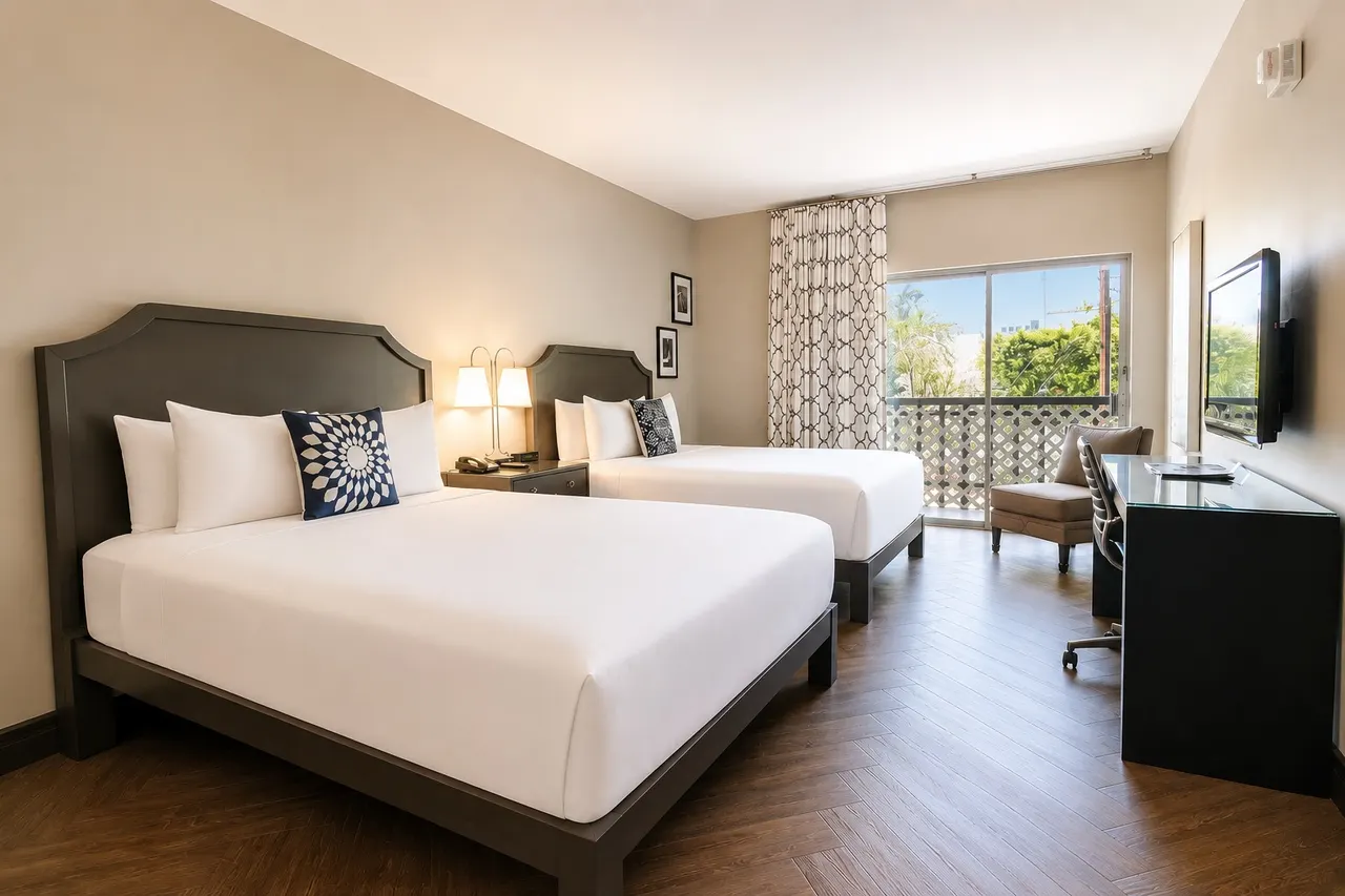 Starlet Double Queen | Hollywood sign and bathtub – Hollywood Hotel