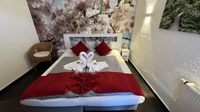 2 Tiny Double Rooms next to each other | with rainforest shower — room at Hotel Paidion, Braunlage — photo 2 of 5