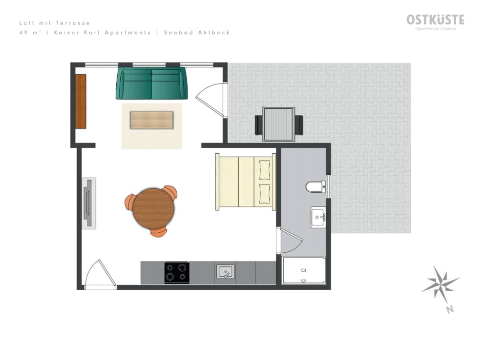 Kaiser Karl Nr. 1 | Loft | Terrasse — OSTKÜSTE Boutique Apartments, Seebad Ahlbeck (9/10)