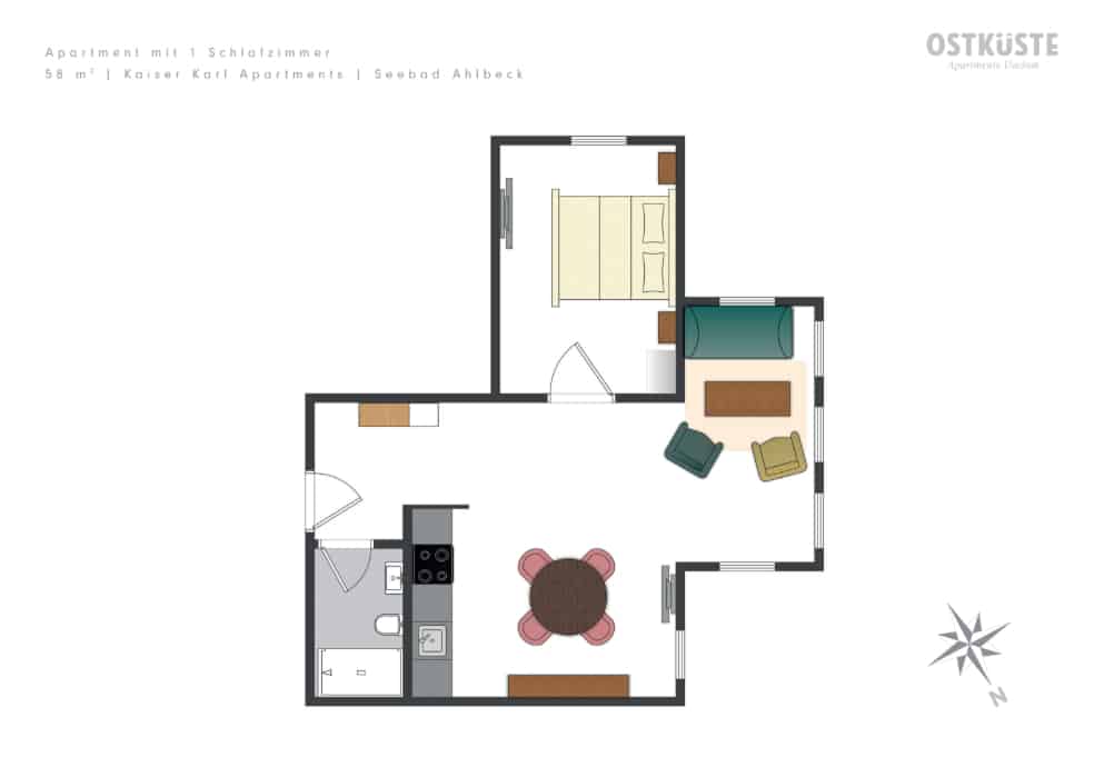 Kaiser Karl No. 4 | 1 Bedroom Apartment — accommodation at OSTKÜSTE Boutique Apartments, Seebad Ahlbeck — photo 8 of 9