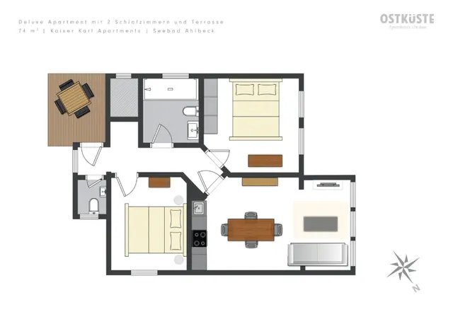 Kaiser Karl No. 6 | Deluxe 2 Bedroom Apartment | Terrace — accommodation at OSTKÜSTE Boutique Apartments, Seebad Ahlbeck — photo 10 of 11