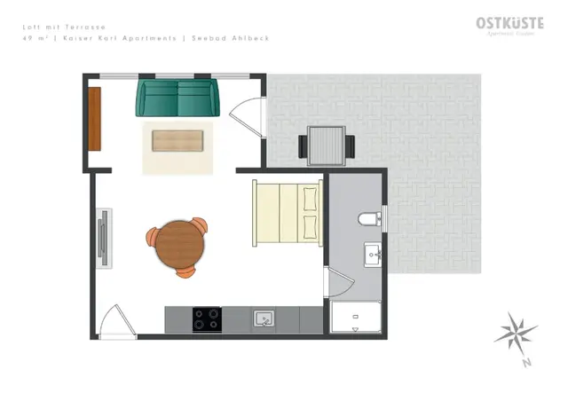 Long Stay Kaiser Karl No. 1 | Loft | Terrace  — accommodation at OSTKÜSTE Boutique Apartments, Seebad Ahlbeck — photo 9 of 10