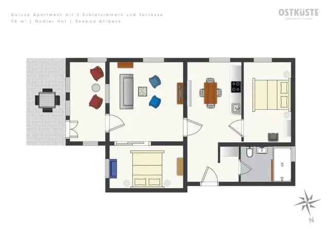 Nadler Hof No. 1 | 2 Bedroom Apartment | Terrace — accommodation at OSTKÜSTE Boutique Apartments, Seebad Ahlbeck — photo 16 of 17
