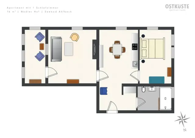 Nadler Hof No. 3 | 1 Bedroom Apartment | separate kitchen — accommodation at OSTKÜSTE Boutique Apartments, Seebad Ahlbeck — photo 16 of 17