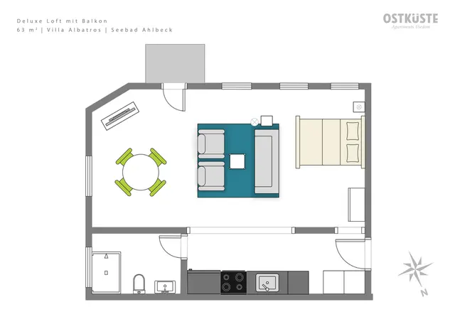 Villa Albatros No. 6 | Deluxe Loft | Balcony — accommodation at OSTKÜSTE Boutique Apartments, Seebad Ahlbeck — photo 13 of 14
