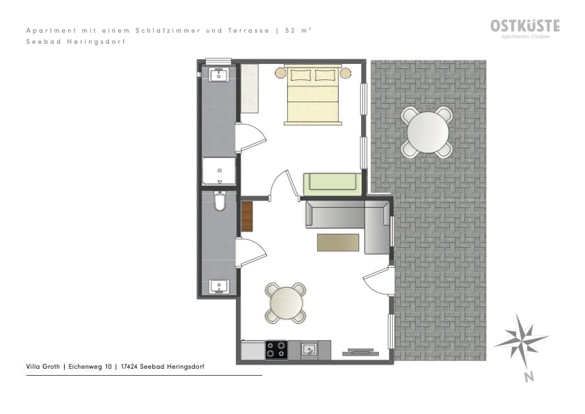 Villa Groth No. 1 | 1 Bedroom Apartment | Terrace — accommodation at OSTKÜSTE Boutique Apartments, Seebad Ahlbeck — photo 9 of 10