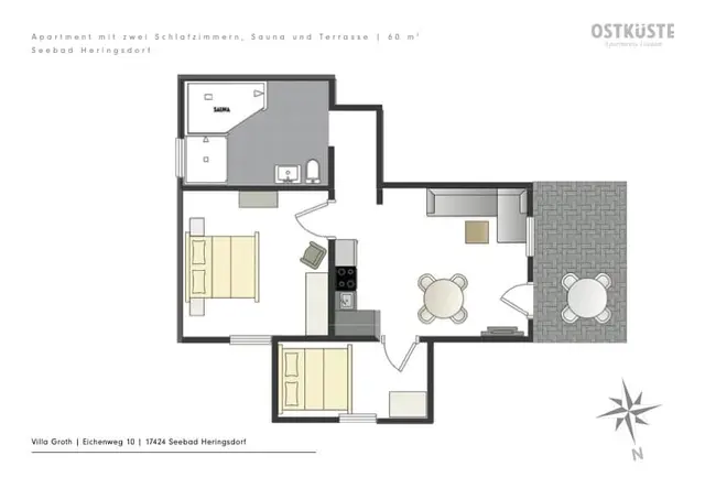 Villa Groth No. 2 | Deluxe 2 Bedroom Apartment | Private sauna — accommodation at OSTKÜSTE Boutique Apartments, Seebad Ahlbeck — photo 15 of 16