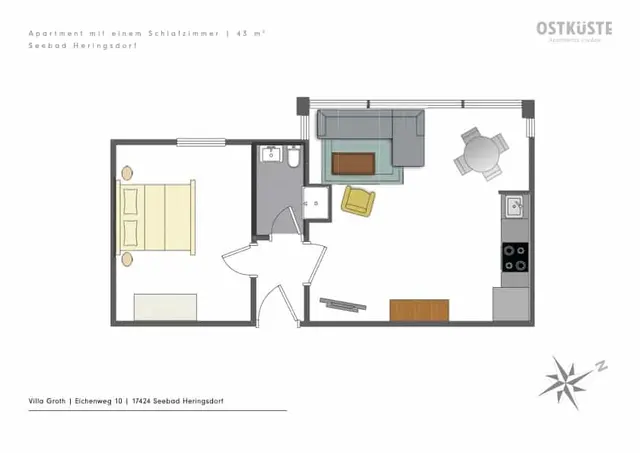 Villa Groth No. 5 | 1 Bedroom Apartment — accommodation at OSTKÜSTE Boutique Apartments, Seebad Ahlbeck — photo 11 of 12