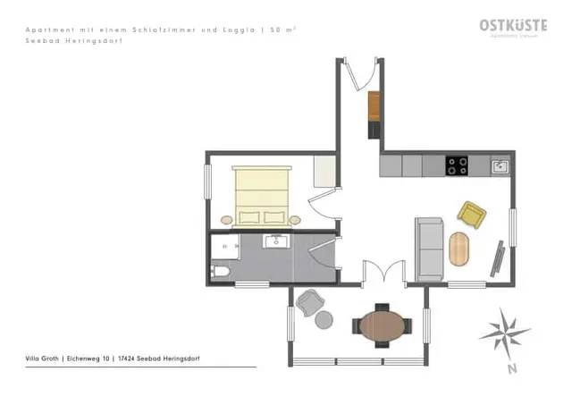 Villa Groth No. 6 | 1 Bedroom Apartment — accommodation at OSTKÜSTE Boutique Apartments, Seebad Ahlbeck — photo 13 of 14