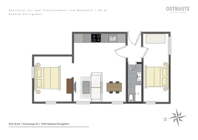 Villa Groth No. 8 | Deluxe 2 Bedroom Apartment — accommodation at OSTKÜSTE Boutique Apartments, Seebad Ahlbeck — photo 13 of 14
