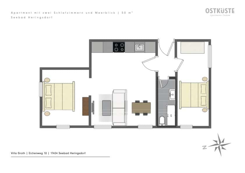 Villa Groth No. 8 | Deluxe 2 Bedroom Apartment — accommodation at OSTKÜSTE Boutique Apartments, Seebad Ahlbeck — photo 13 of 14