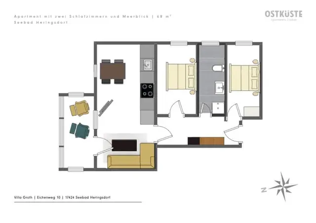 Villa Groth No. 9 | Deluxe 2 Bedroom Apartment — accommodation at OSTKÜSTE Boutique Apartments, Seebad Ahlbeck — photo 16 of 17