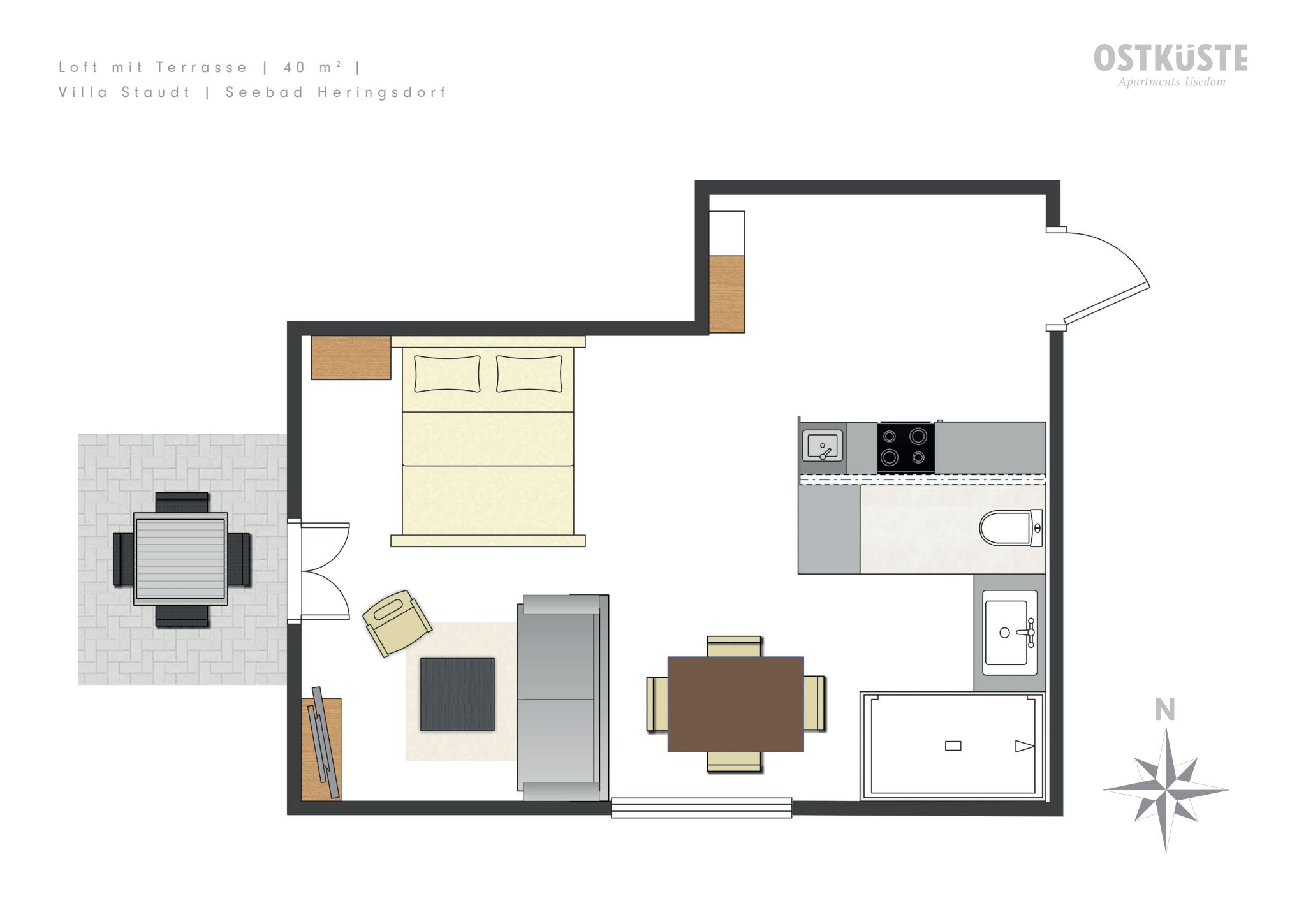 Villa Staudt No. 1 | Loft | Terrace — accommodation at OSTKÜSTE Boutique Apartments, Seebad Ahlbeck — photo 10 of 12