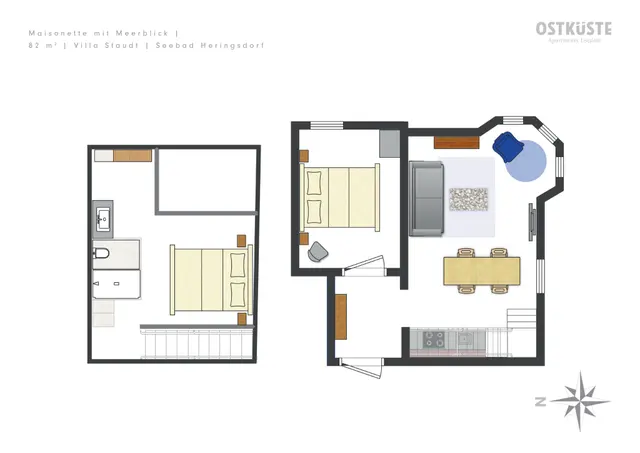 Villa Staudt No. 10 | 1 Bedroom Maisonette | Sea view — accommodation at OSTKÜSTE Boutique Apartments, Seebad Ahlbeck — photo 11 of 12