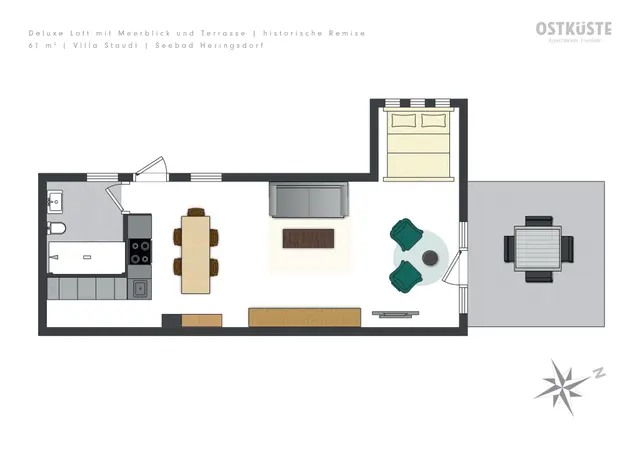 Villa Staudt No. 15 | Deluxe Loft | Terrace — accommodation at OSTKÜSTE Boutique Apartments, Seebad Ahlbeck — photo 9 of 11