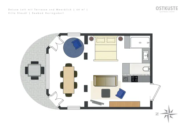Villa Staudt No. 3 | Deluxe Loft | Terrace — accommodation at OSTKÜSTE Boutique Apartments, Seebad Ahlbeck — photo 11 of 13