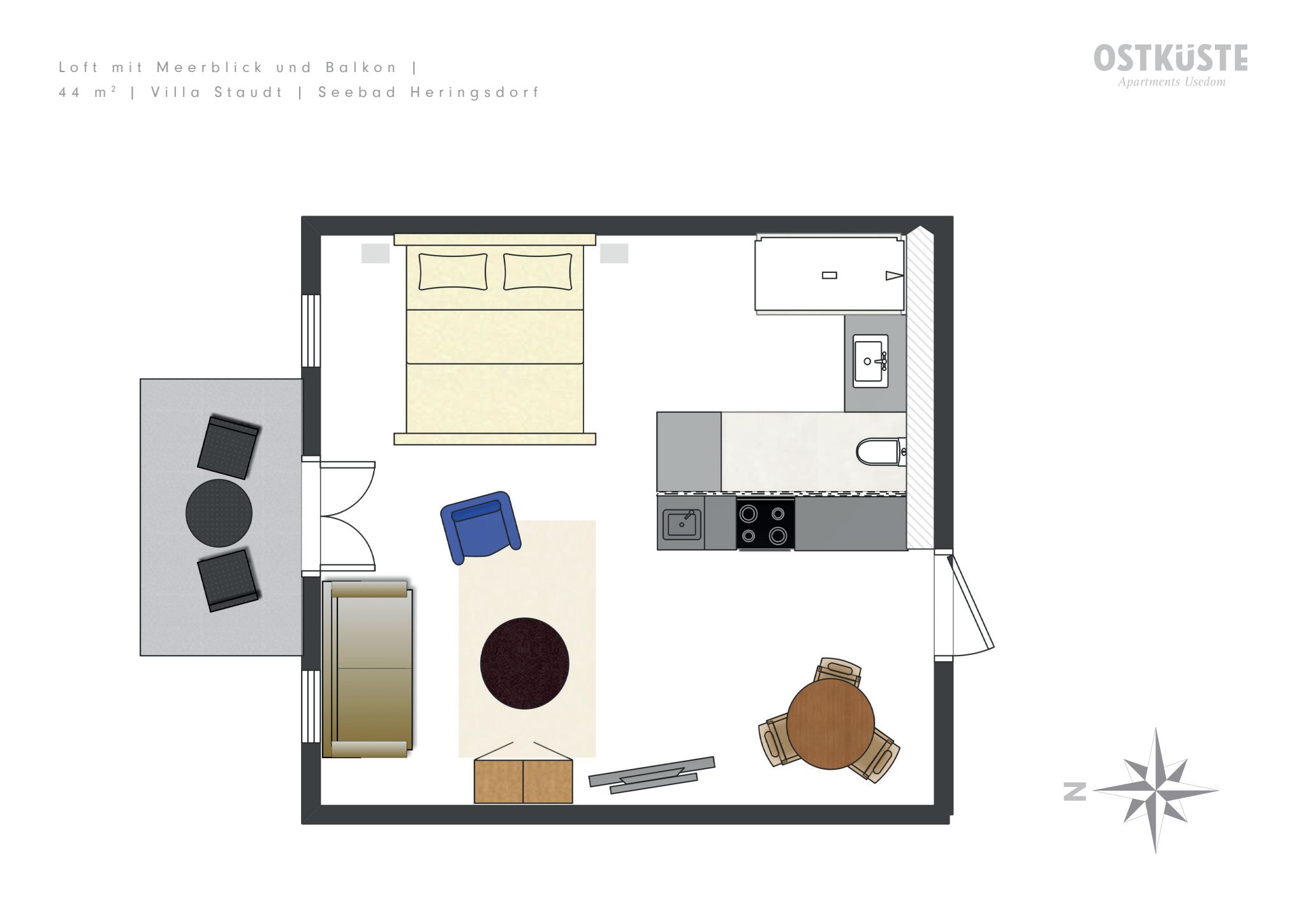 Villa Staudt Nr. 7 | Loft | Balkon — OSTKÜSTE Boutique Apartments, Seebad Ahlbeck (8/10)