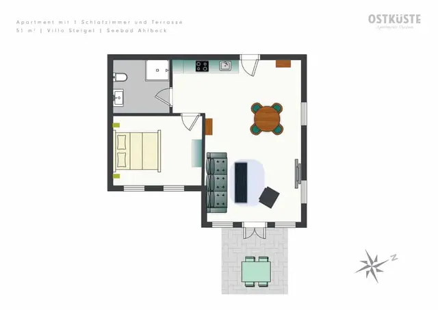Villa Steigel No. 1 | 1 Bedroom Apartment | Terrace — accommodation at OSTKÜSTE Boutique Apartments, Seebad Ahlbeck — photo 16 of 17