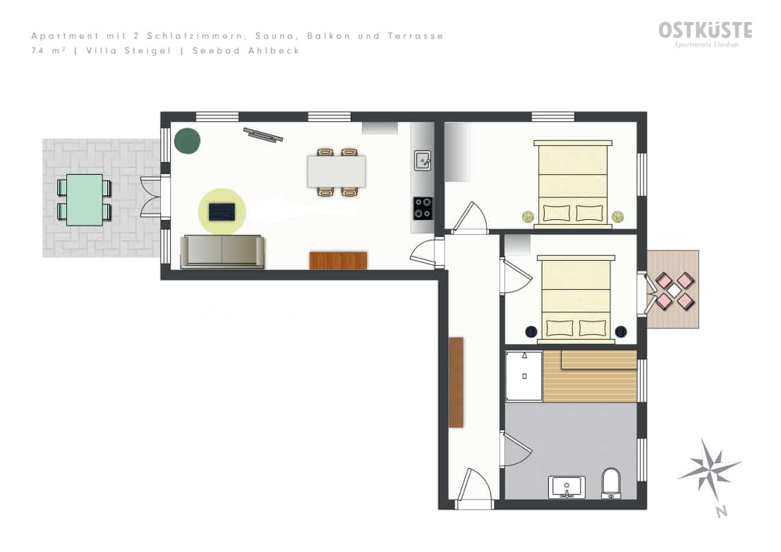 Villa Steigel Nr. 2 | Deluxe Apartment | Private Sauna — OSTKÜSTE Boutique Apartments, Seebad Ahlbeck (18/19)