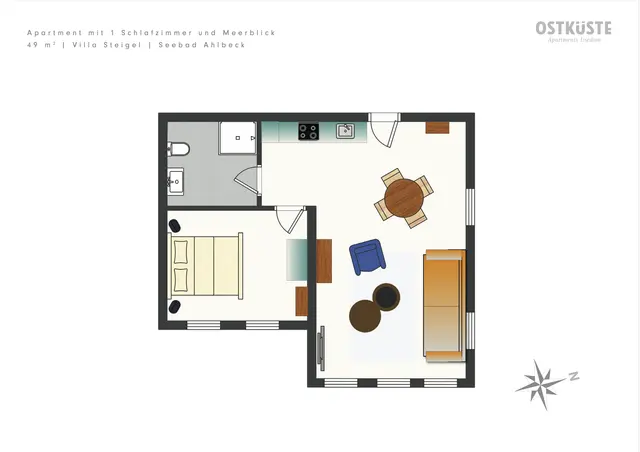 Villa Steigel No. 5 | 1 Bedroom Apartment | Sea view — accommodation at OSTKÜSTE Boutique Apartments, Seebad Ahlbeck — photo 14 of 15