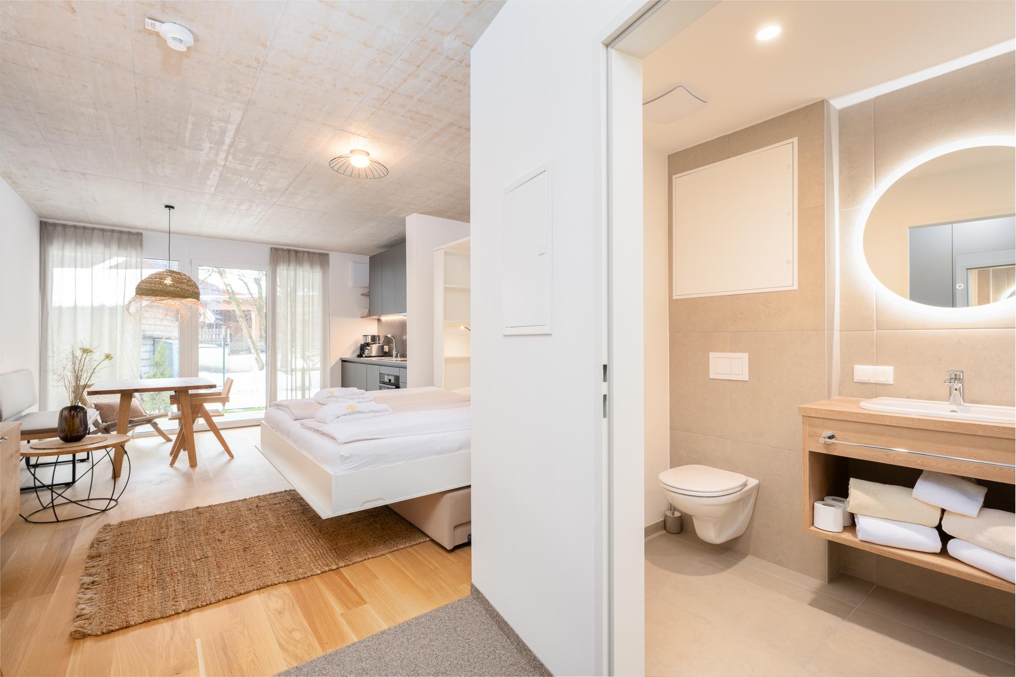 Basecamp Reiteralm 2.02 | Studio with garden | Sunny side | Right at the Reiteralm valley station | Outdoor sauna, gym & social outdoor garden — apartment at Schladming Appartements Maria Gruber GmbH, Schladming — photo 3 of 15