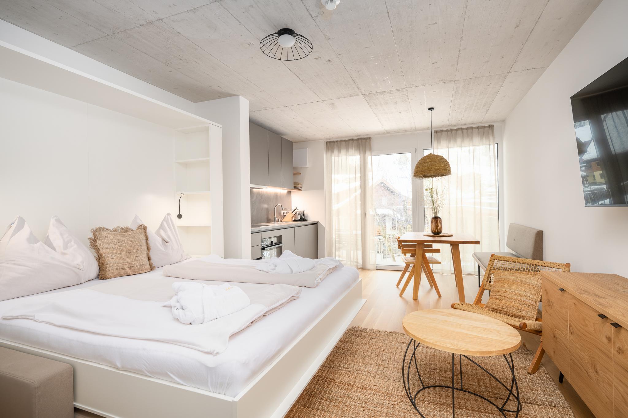 Basecamp Reiteralm 2.06 | Studio with balcony on a higher floor | Sunny side | Right at the Reiteralm valley station | Outdoor sauna, gym & social outdoor garden – Schladming Appartements Maria Gruber GmbH