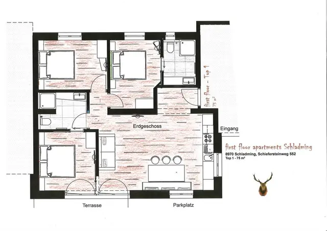 Free Feel Top 1 XXL | Casual alpine stijl in rustige toplocatie dicht bij centrum & Planai — Schladming Appartements Maria Gruber GmbH, Schladming (10/11)