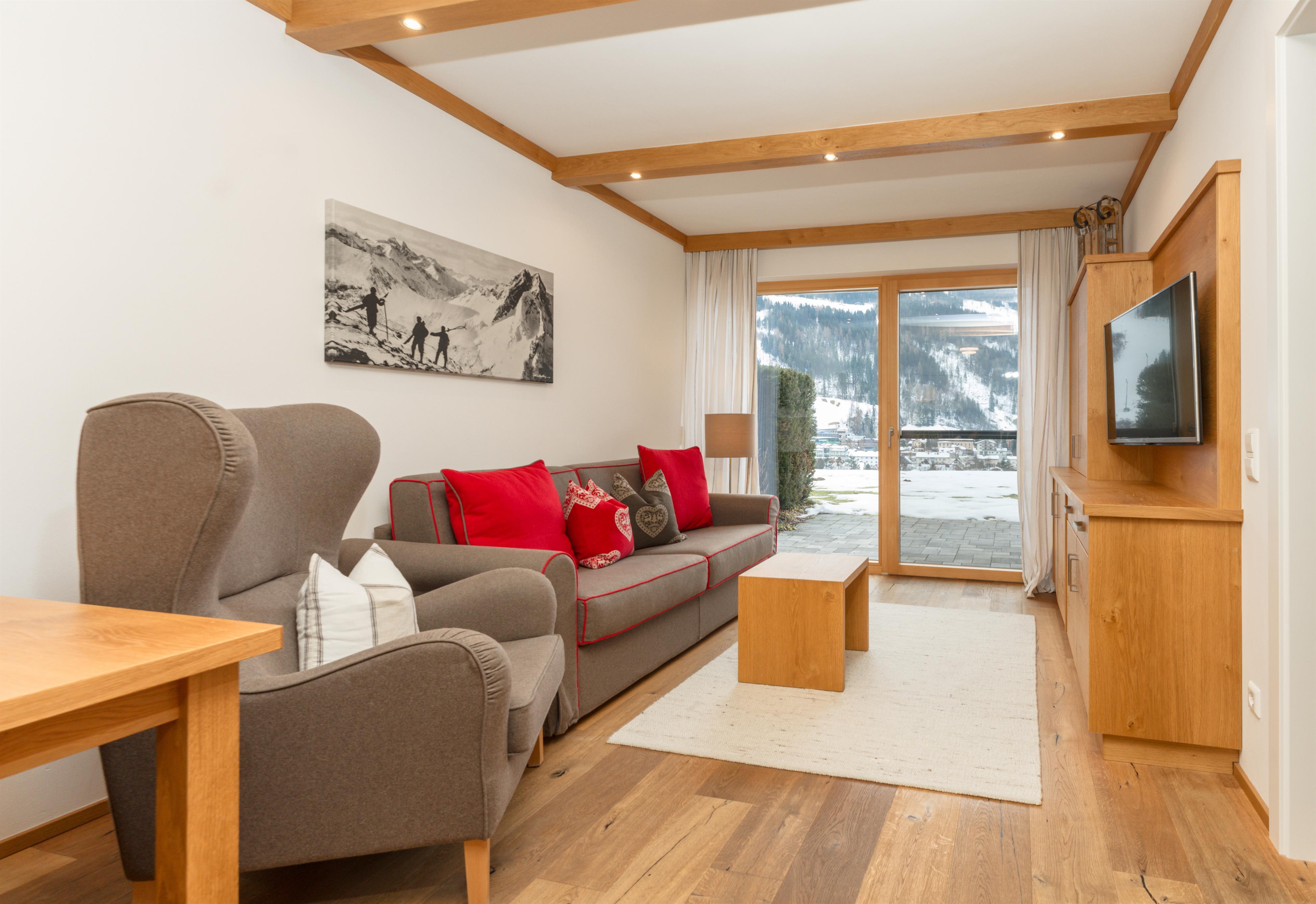 Sun Lodge | 1 bedroom panormama gardenapartment with terrace | sofa bed | private washing machine | dog friendly | near the pool | Indoor pool, garden, relax area, sauna & gym — apartment at Schladming Appartements Maria Gruber GmbH, Schladming — photo 2 of 20