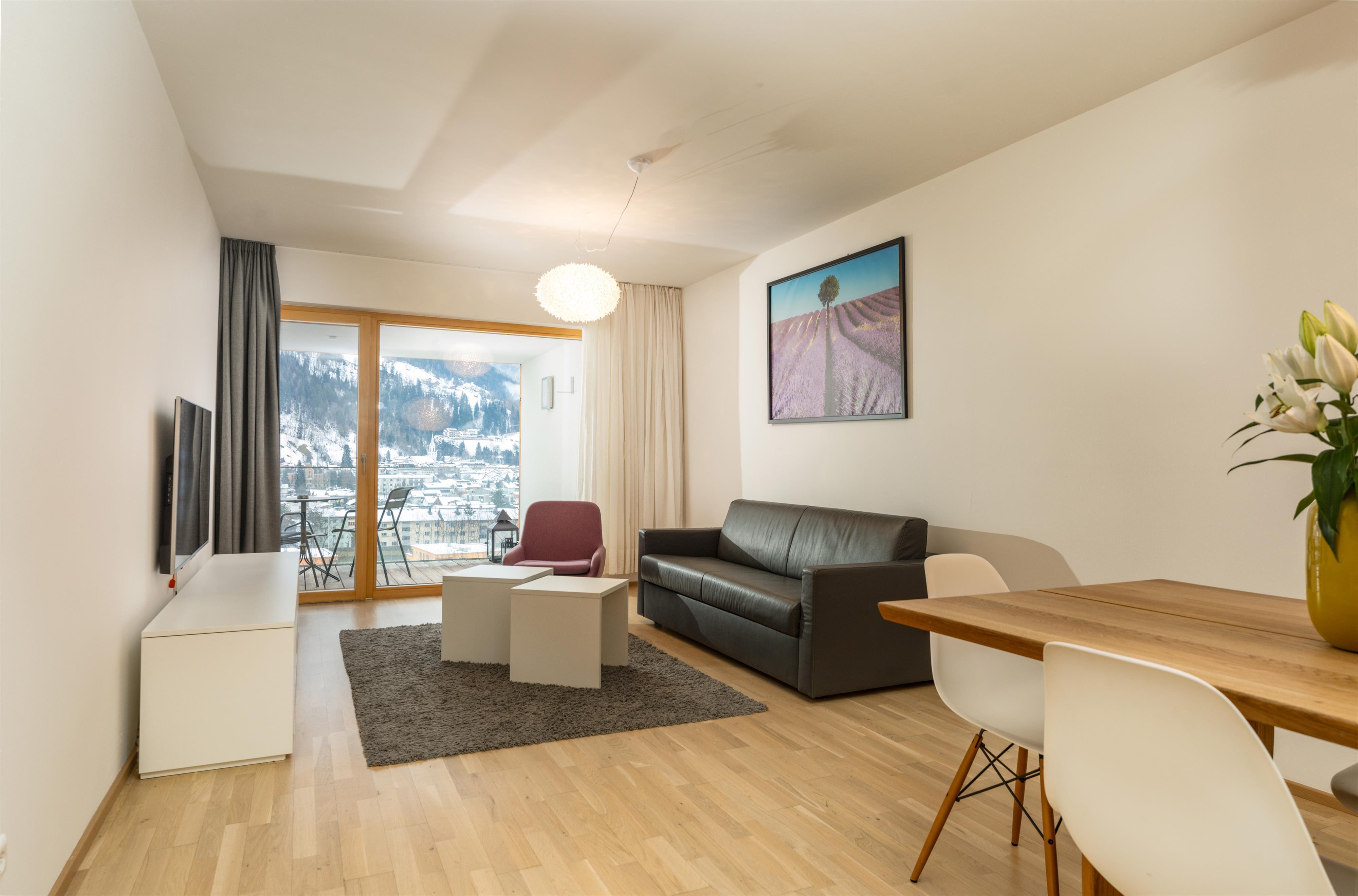 Sun Lodge | 2 bedroom panorama apartment with Loggia | twin beds | sofa bed | microwave | private washing machine | dog friendly | Indoor pool, garden, relax area, sauna & gym — apartment at Schladming Appartements Maria Gruber GmbH, Schladming — photo 2 of 23