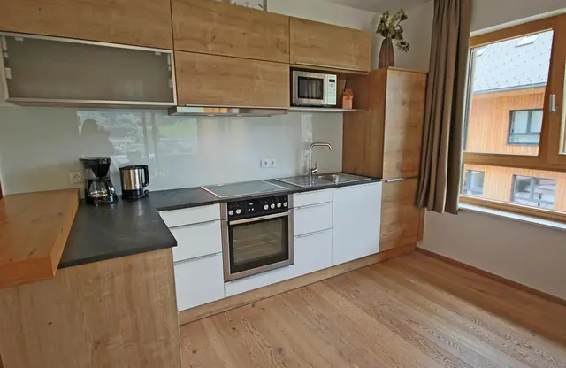 Sun Lodge | 2 bedroom panorma apartment for 7 person with large corner Loggia | sofa bed in bedroom | sofa bed | microwave | Indoor pool, garden, relax area, sauna & gym — apartment at Schladming Appartements Maria Gruber GmbH, Schladming — photo 6 of 30