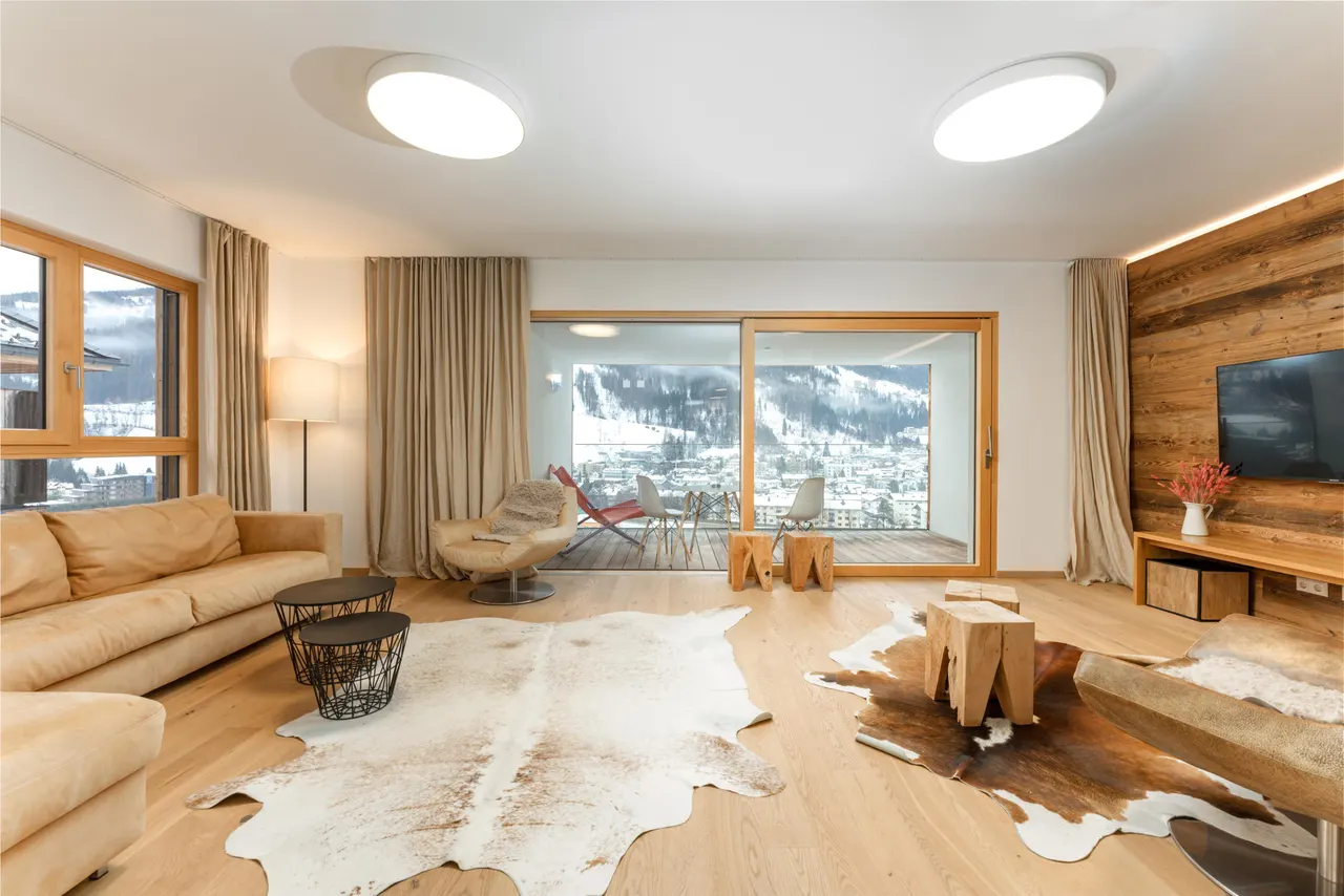 Sun Lodge | XL 3 bedroom panorma apartment with 2 Loggia South and East | twin beds | sofa bed | higher floor | Indoor pool, garden, relax area, sauna & gym – Schladming Appartements Maria Gruber GmbH Schladming