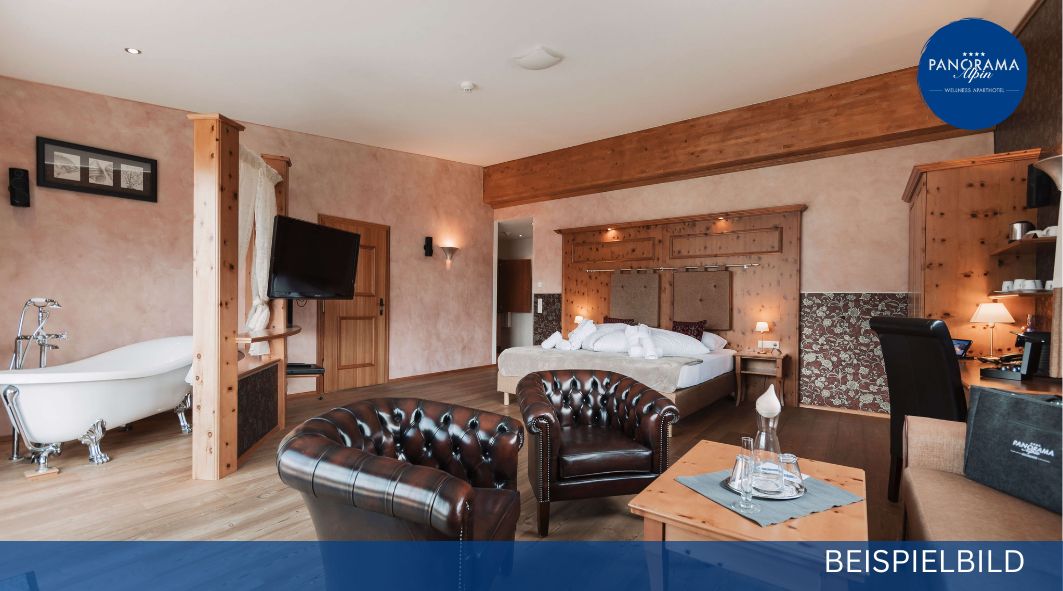 Exclusive studio with a private sauna, freestanding bath and terrace with mountain views – Wellness Aparthotel Panorama Alpin und Pitztal Living