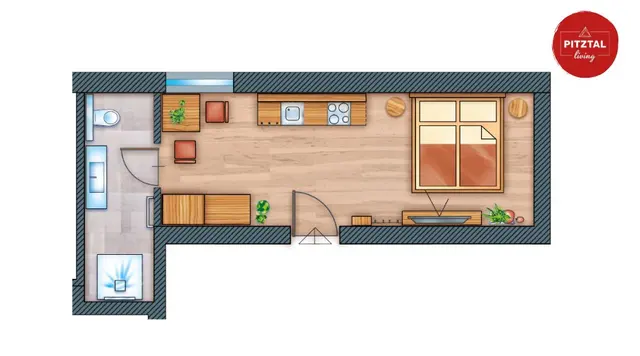 Studio S | Groundfloor | PL — accommodation at Wellness Aparthotel Panorama Alpin und Pitztal Living, Jerzens im Pitztal — photo 3 of 3